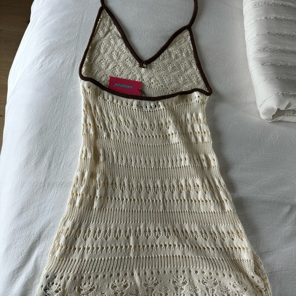 Edikted Beige Crochet Halter Dress - Picture 2 of 5
